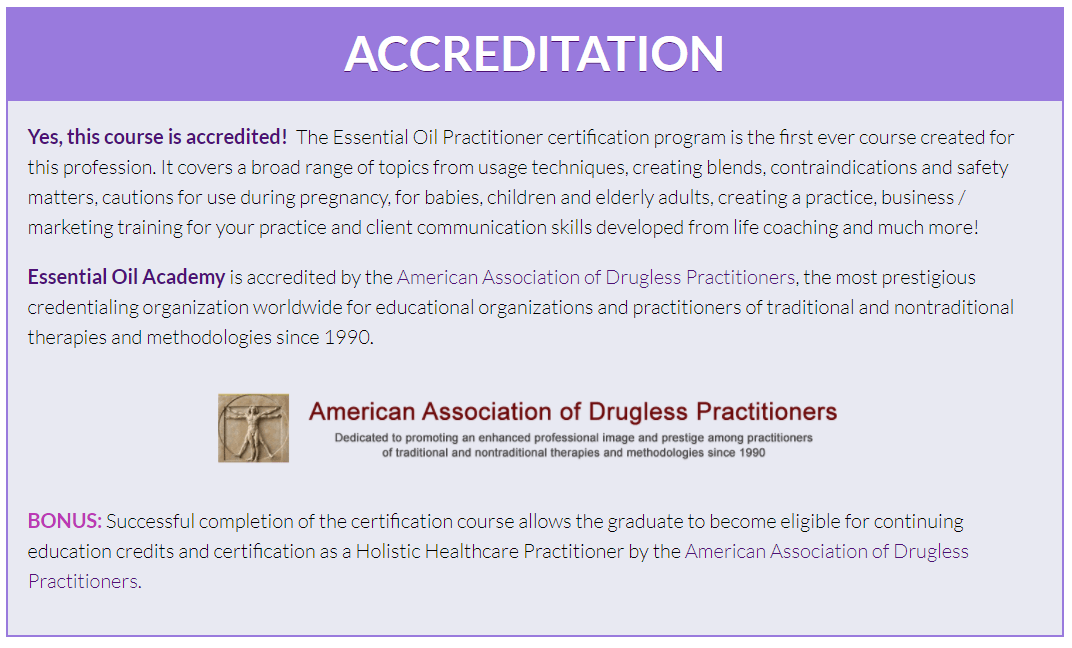 Essential Oil Accademy Accreditation Statement 090417